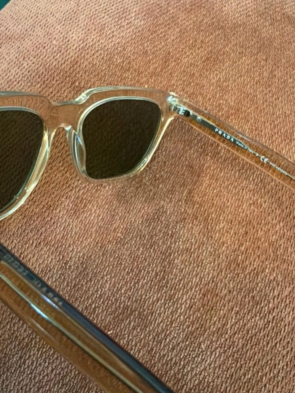 Prada polarized Clear Frame Sunglasses with Dark Lenses
